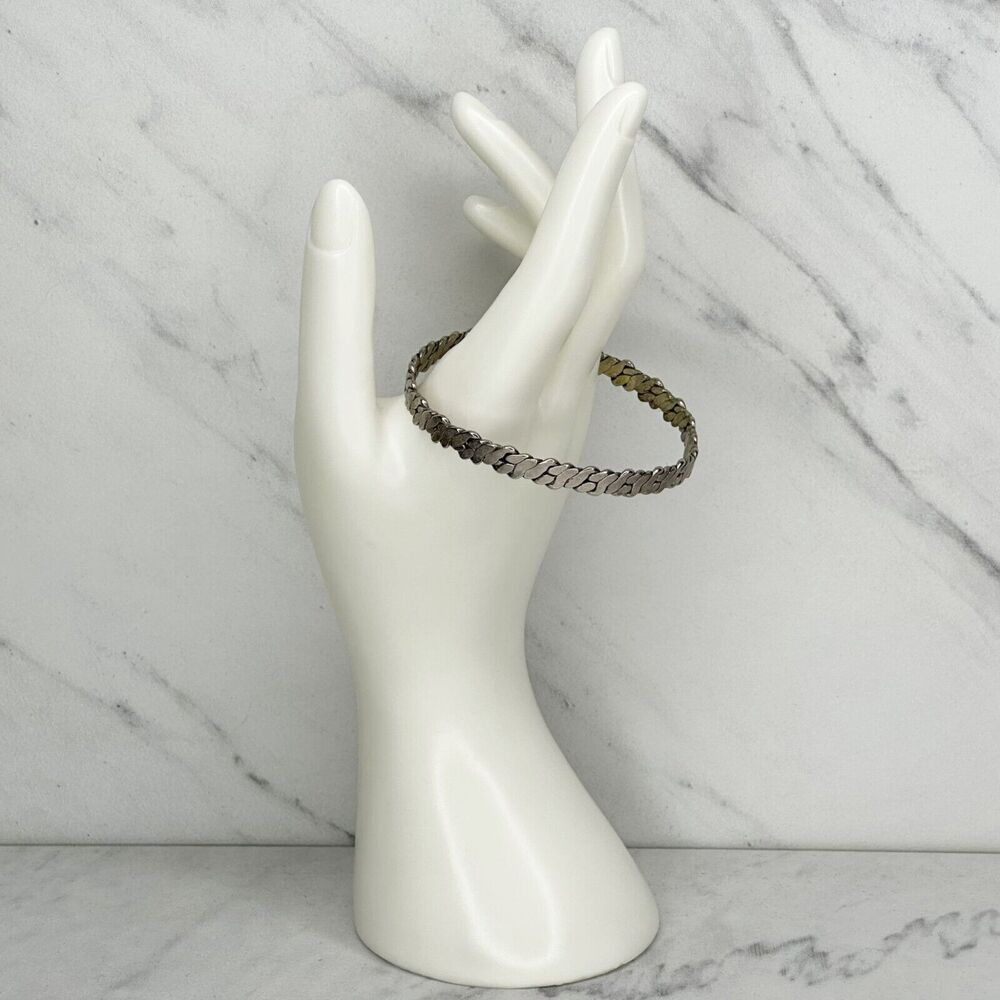 Vintage Aton Signed Silver Braided Bangle Designe… - image 4